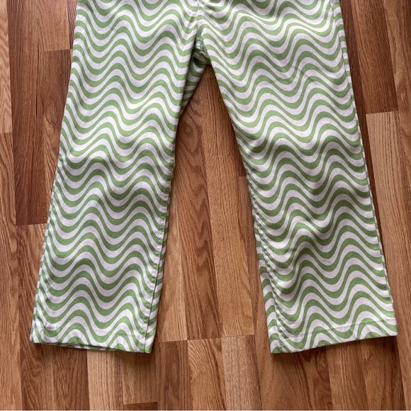 The Ragged Priest Wave Wide Leg High Rise Denim Jeans White & Lime Size 30, 6/8 - Picture 7 of 12